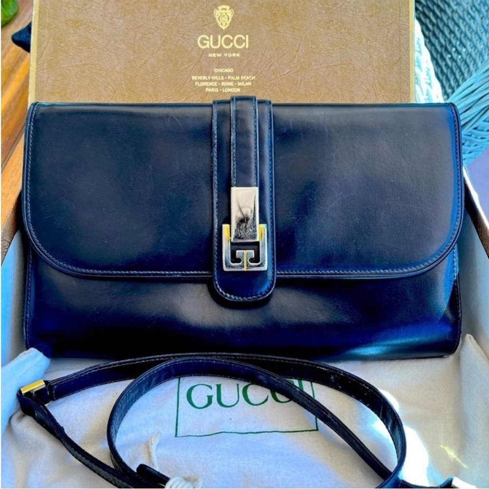 Gucci vintage TOM FORD ERA 1978 leather shoulder bag clutch original box dusty
